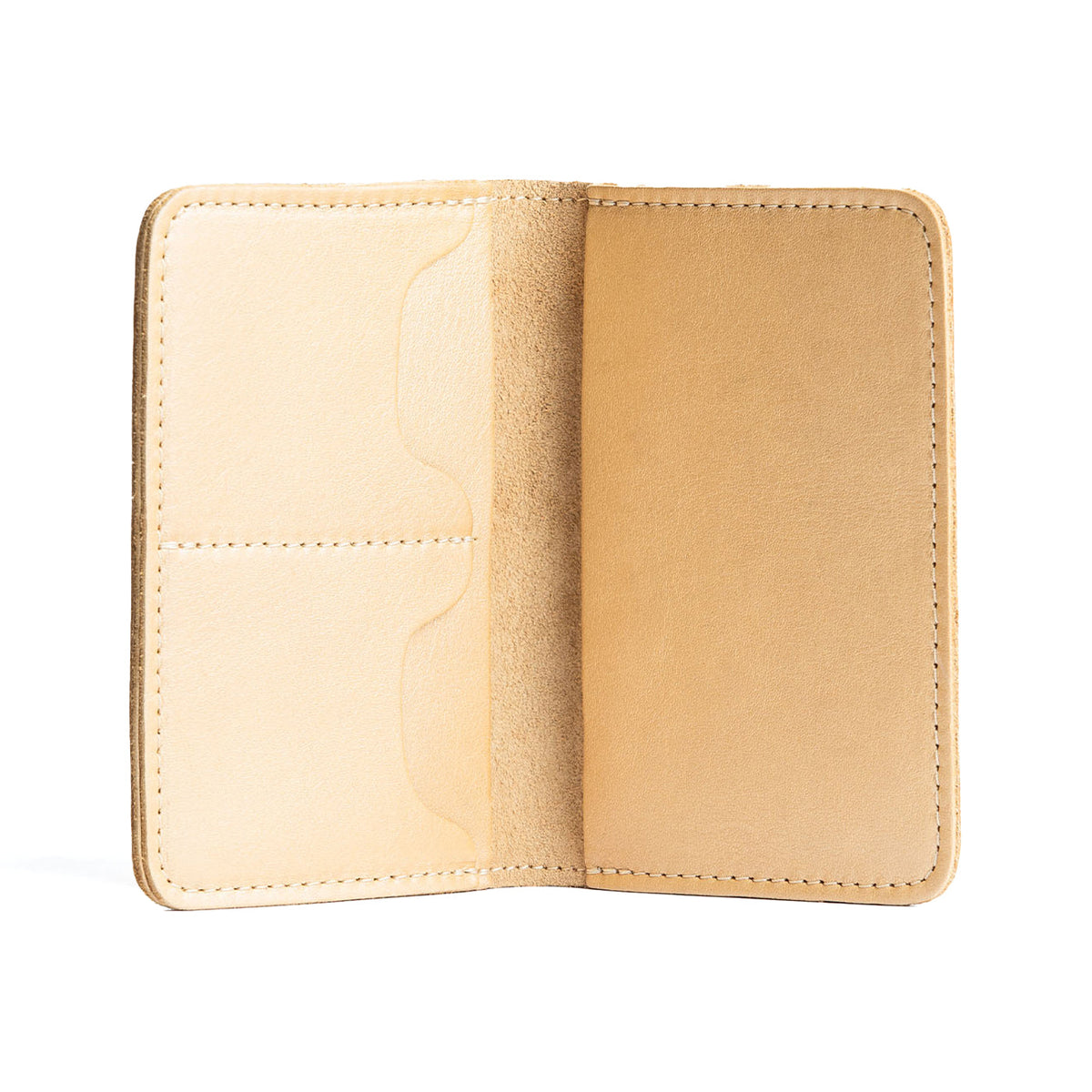 Champagne | Leather passport case with PLG logo open shot