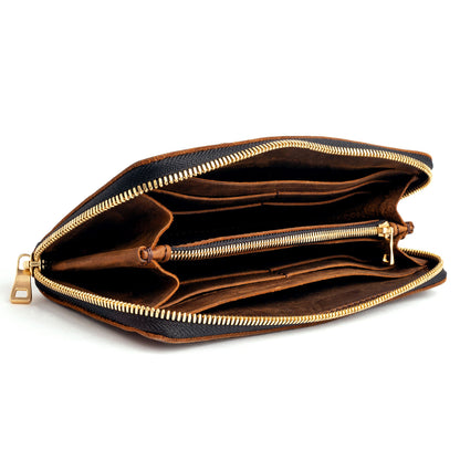 Canyon | Large accordion leather wallet with zipper open