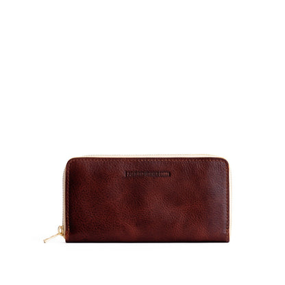 Cinnamon Bear | Large accordion leather wallet with zipper and PLG logo