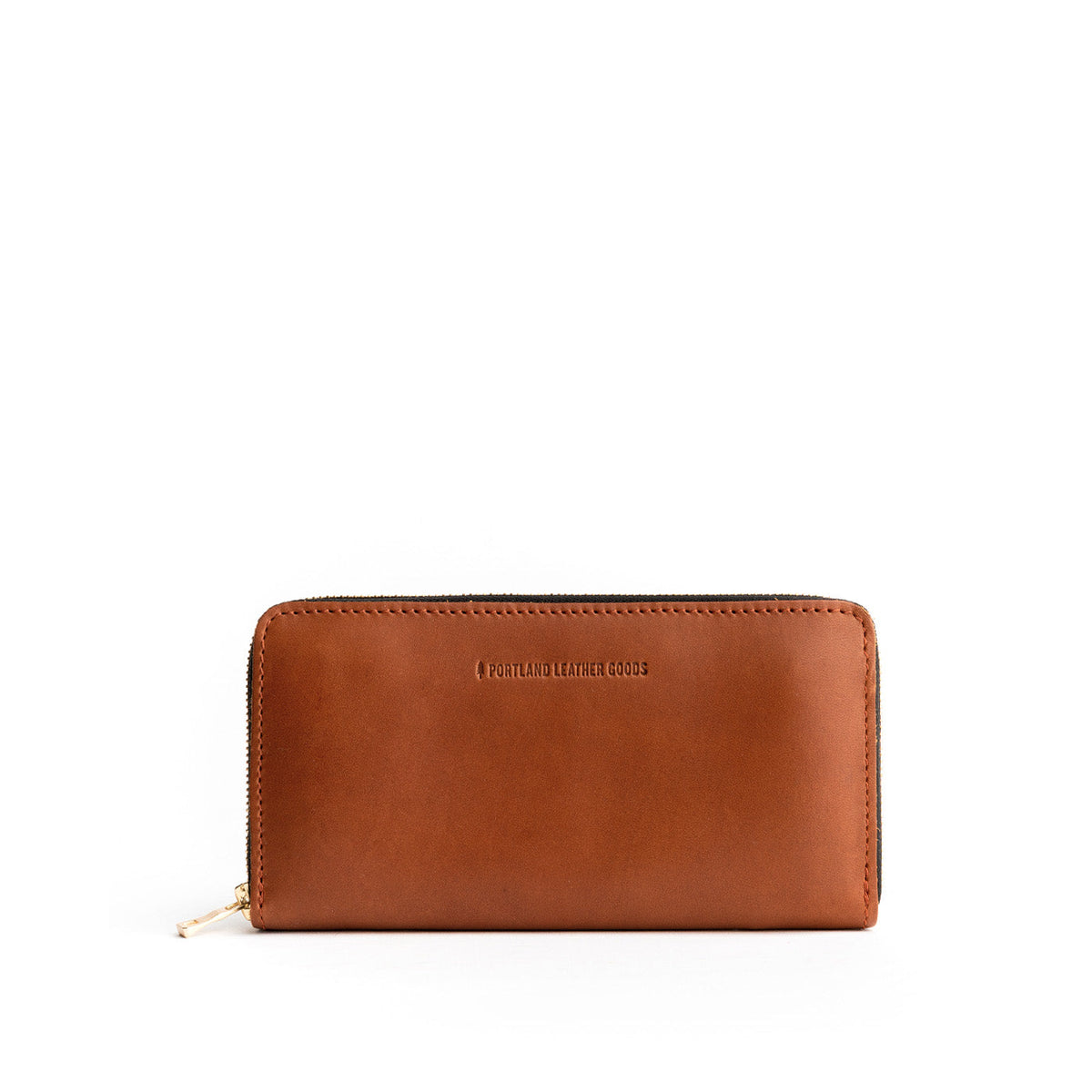 Honey | Large accordion leather wallet with zipper and PLG logo