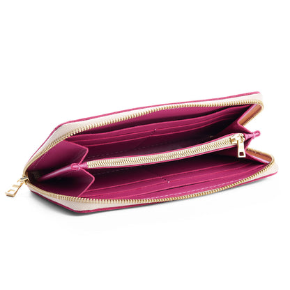 Lip Gloss | Large accordion leather wallet with zipper and PLG logo