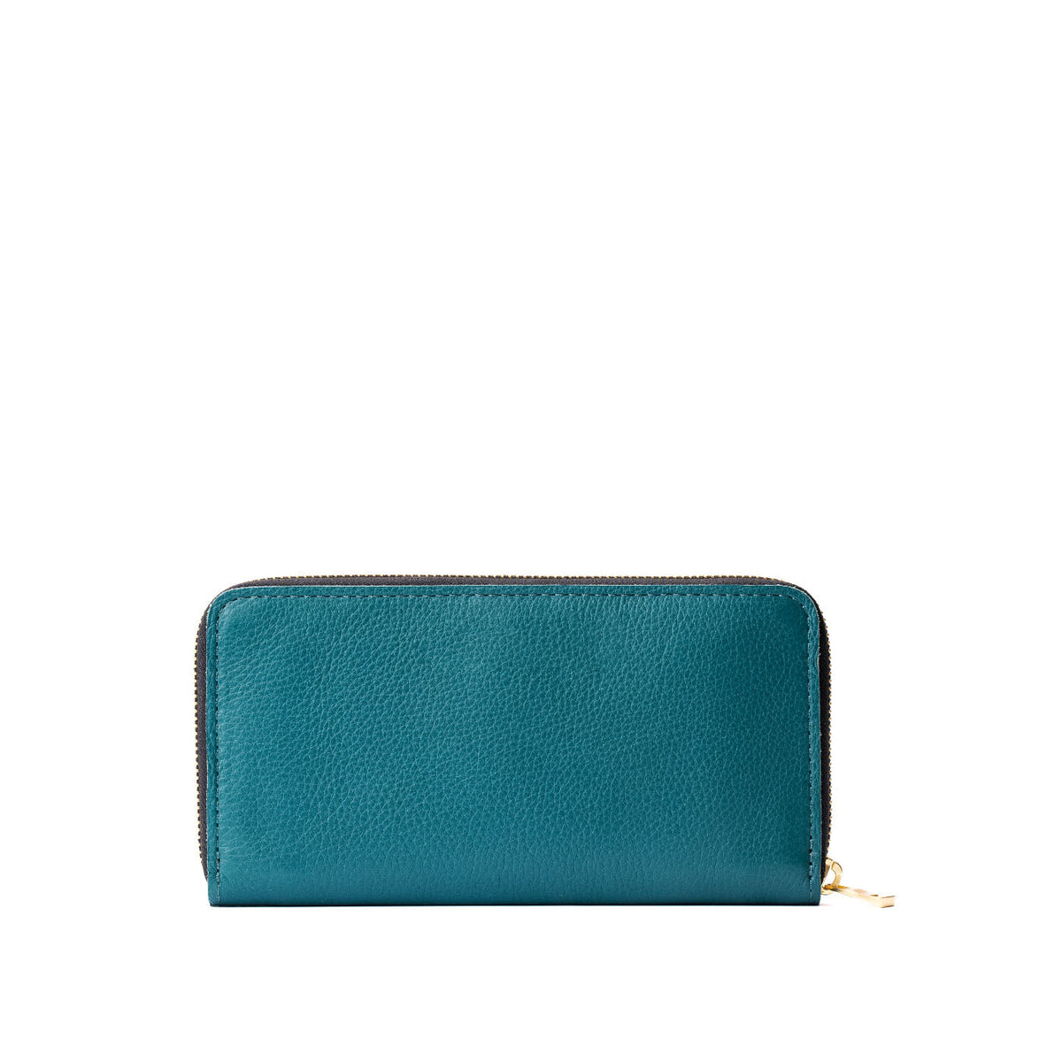 Soul Blue | Large accordion leather wallet with zipper closed