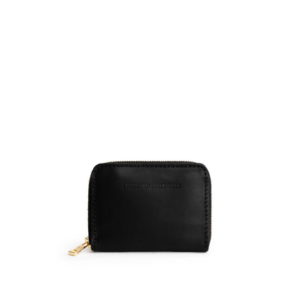 Black | Small leather wallet with zipper and PLG logo