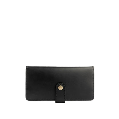 Black | Leather wallet with snap closed
