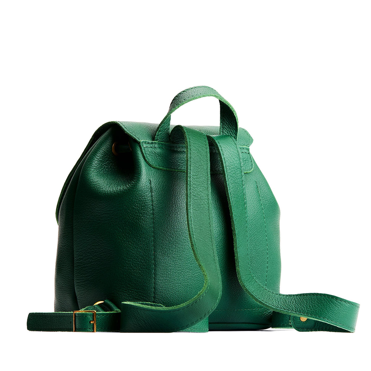 Bacalar | Back of drawstring bucket backpack with snap closure under flap