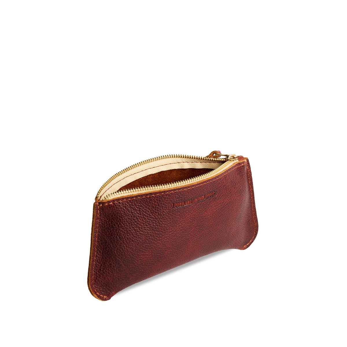 Nutmeg*Large | Small pouch with a top zipper and unique curved bottom