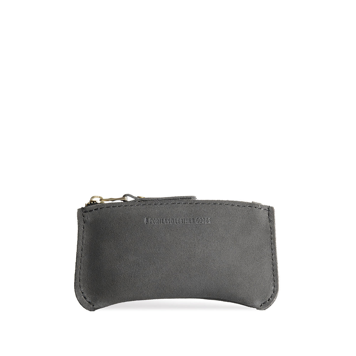 Smoke Grey*Small | Small pouch with a top zipper and unique curved bottom