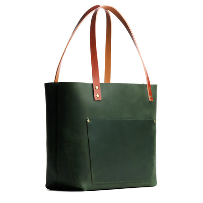 Evergreen*Classic | Large leather tote bag with sturdy bridle handles and front pocket