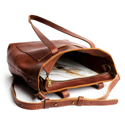 Nutmeg*Zipper | Medium Tote with dual shoulder straps and crossbody strap