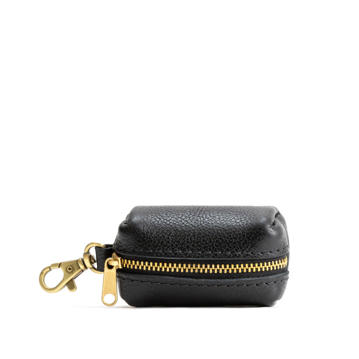 Pebbled--black | Leather small keychain pouch