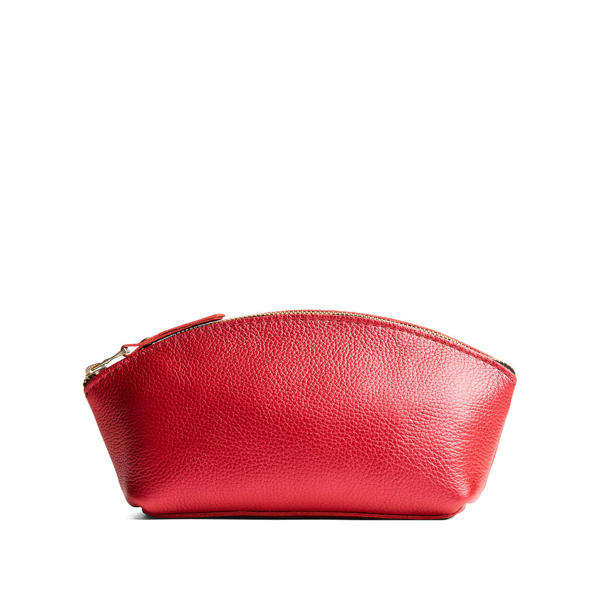 Reba Red*Eclipse | Spacious leather makeup bag with curved seams and top zipper