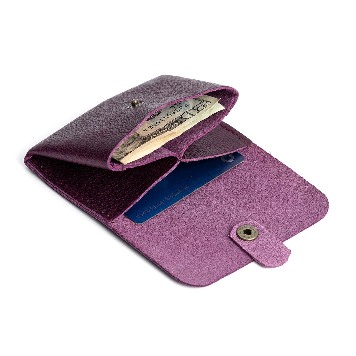 Plum | Envelope snap wallet with contrast pull tab