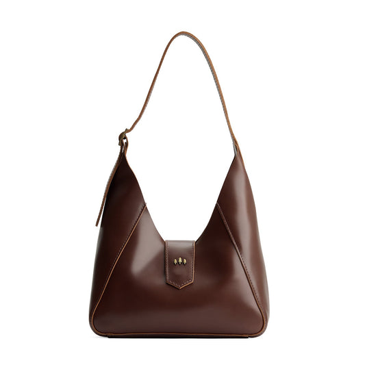 Chocolate Brown | Structured hobo shoulder bag with adjustable strap and magnetic closure