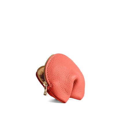 Coral | Leather fortune cookie shaped pouch