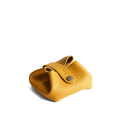 Sunshine | Foldable square leather pouch with snap closure closed