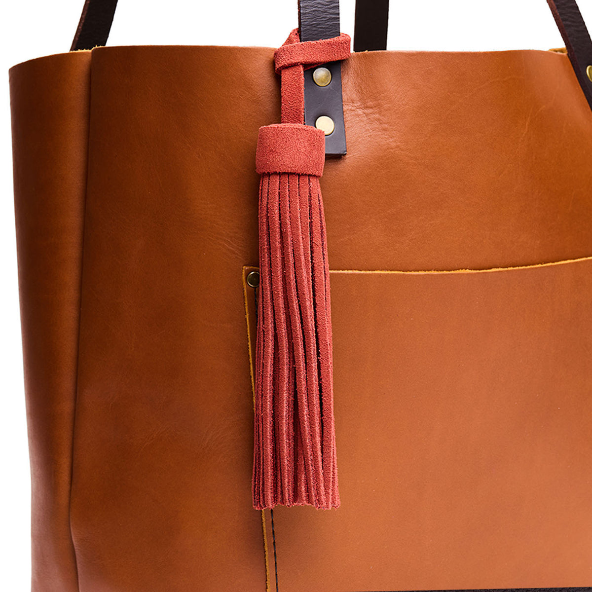 Cinnabar*Jumbo | Fringed leather tassel with leather loop