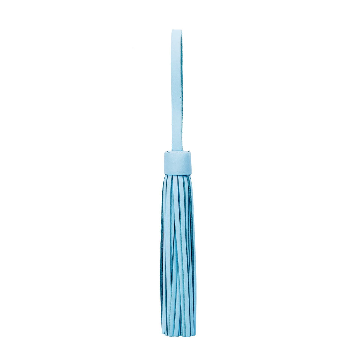 Glacial Blue*Jumbo | Fringed leather tassel with leather loop