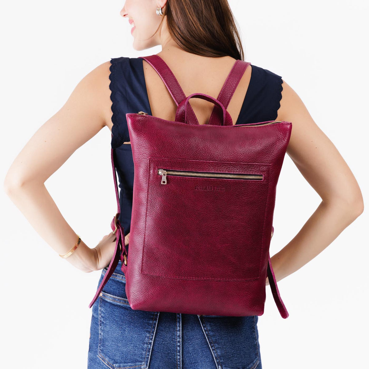 Orchid | Rectangular slim leather backpack