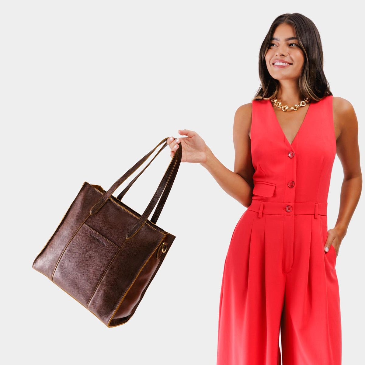 Coldbrew*North/South | Structured large tote bag with overlapping panels and crossbody strap