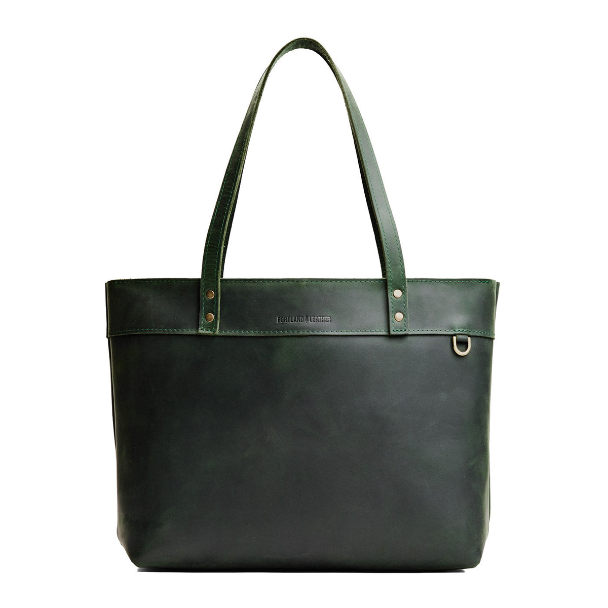 Evergreen*Large*Zipper | Leather tote bag with riveted straps and exterior key loop