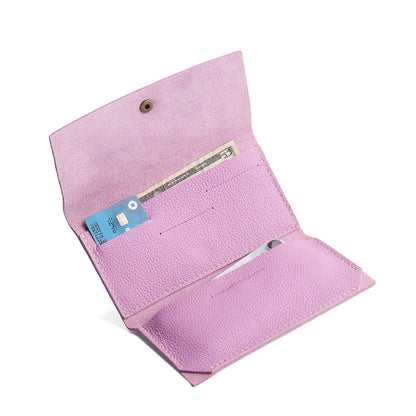 Calla Lily | Leather wallet with snap closure open