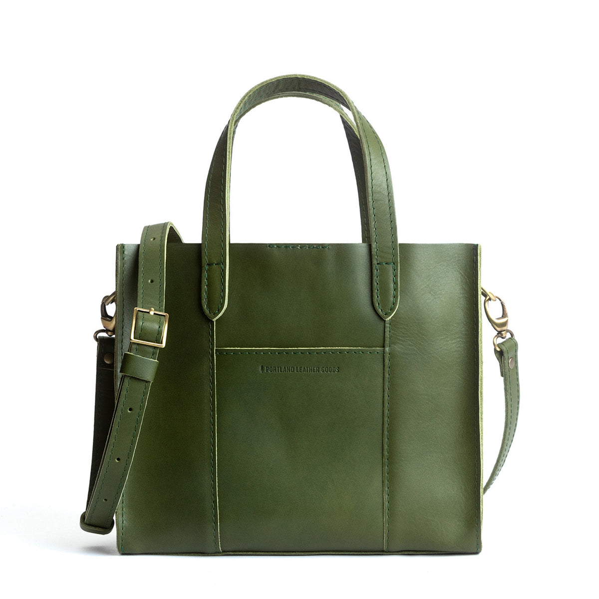 Pine | Structured mid-size tote bag with overlapping panels and crossbody strap