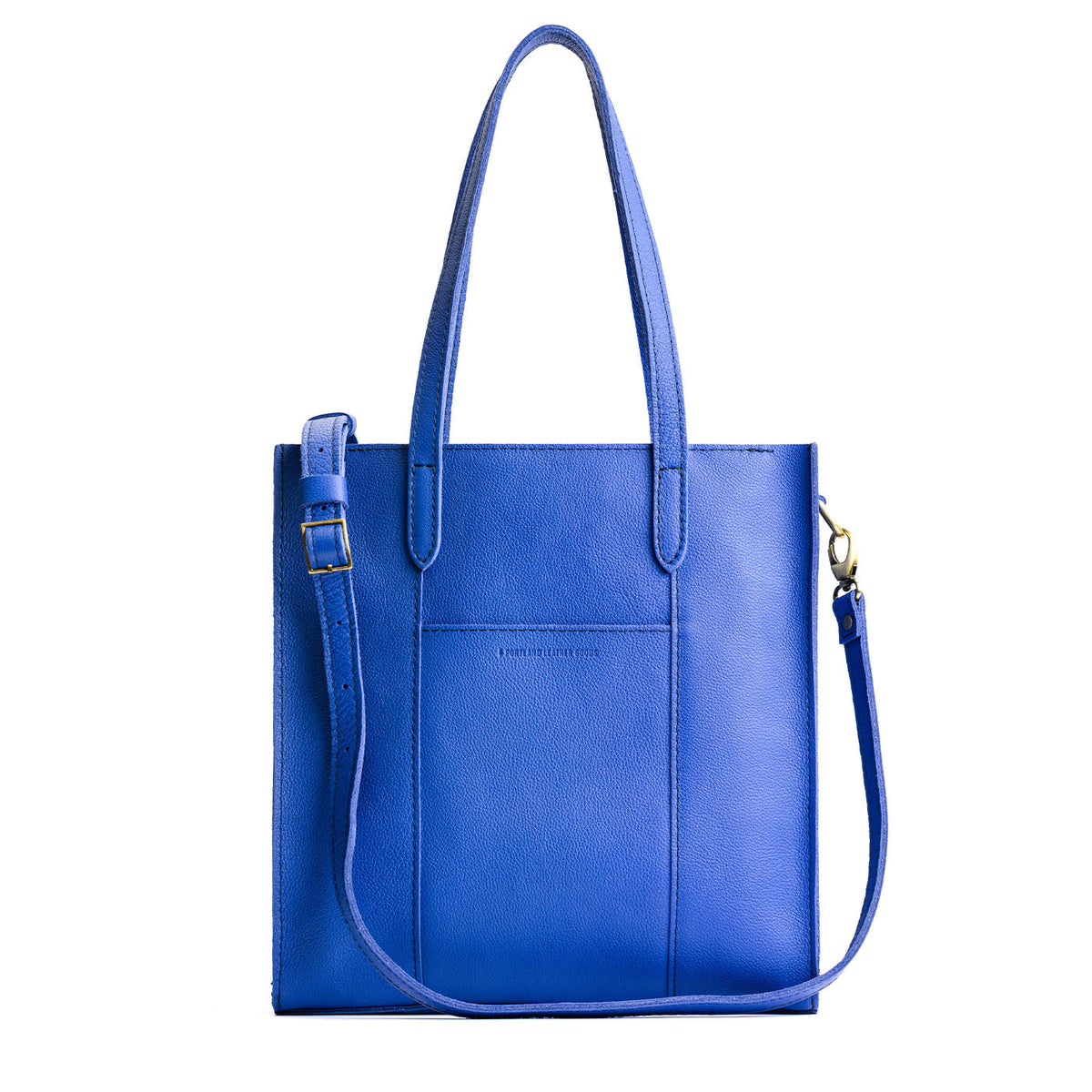 Astro Blue*North/South | Structured large tote bag with overlapping panels and crossbody strap