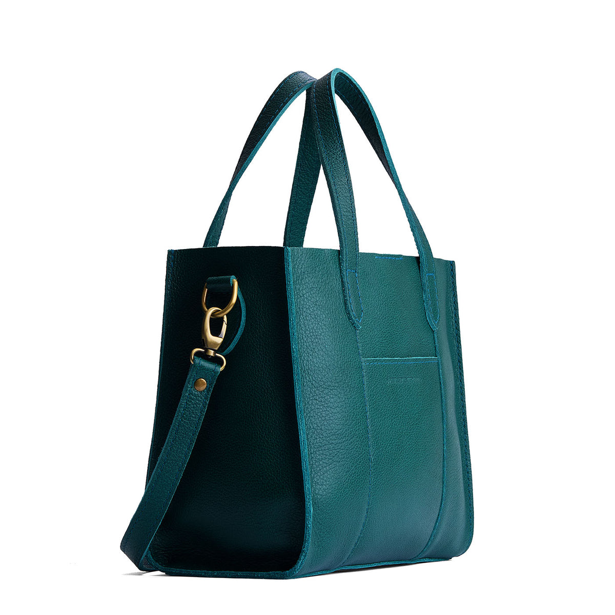 Sea Glass | Structured mid-size tote bag with overlapping panels and crossbody strap
