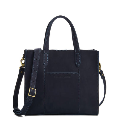 Velvet Blue*Classic | Structured mid-size tote bag with overlapping panels and crossbody strap