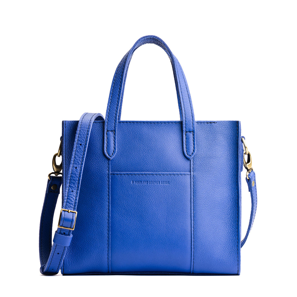 Astro Blue*Zipper | Structured mid-size tote bag with overlapping panels and crossbody strap