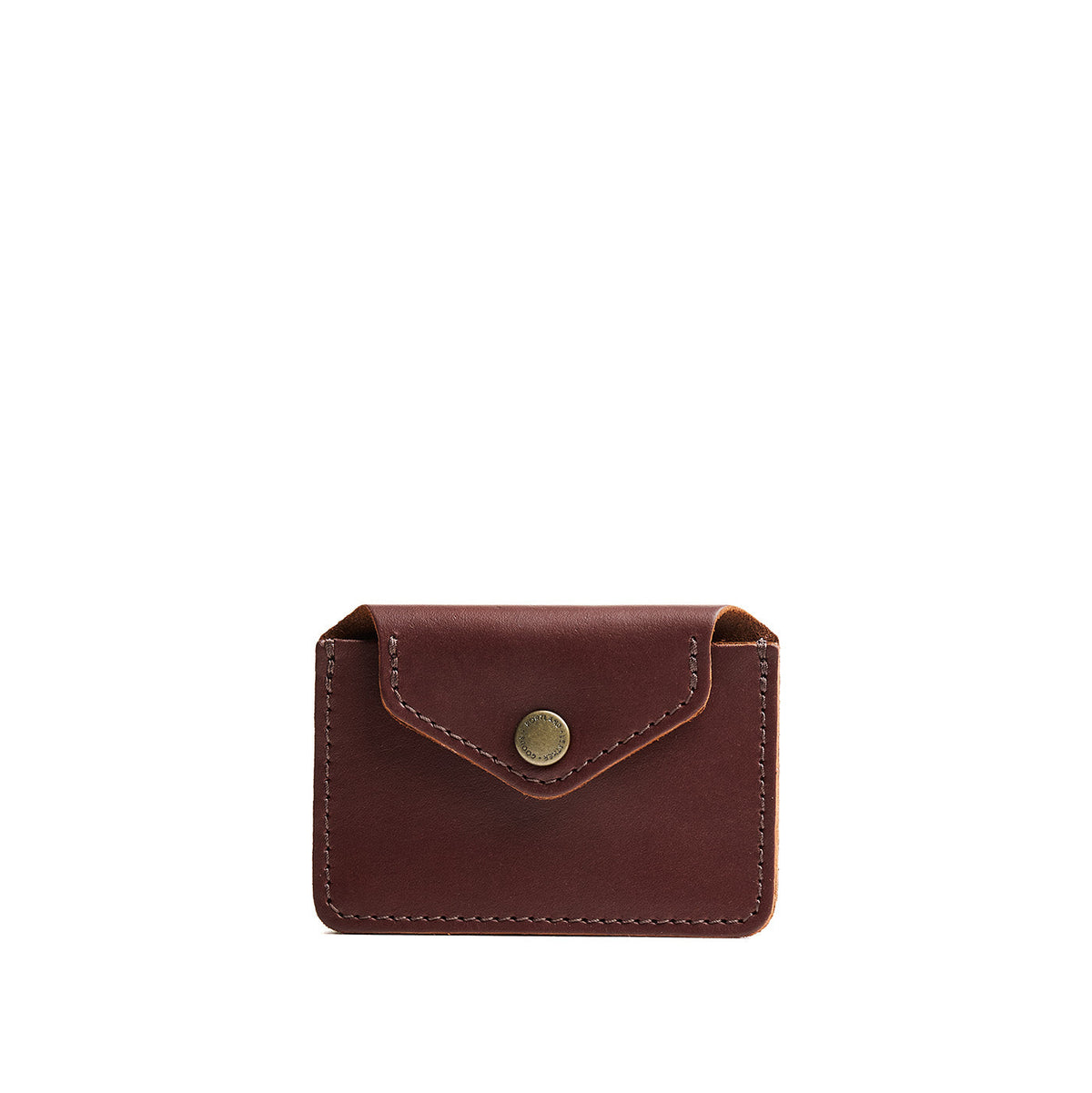Cognac | Small leather wallet with snap closure