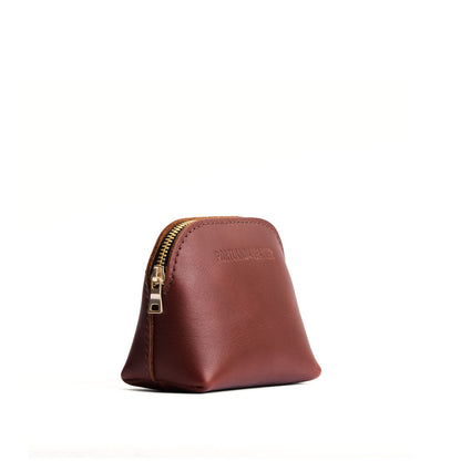 Cognac*Mini | Compact leather pouch with top zipper