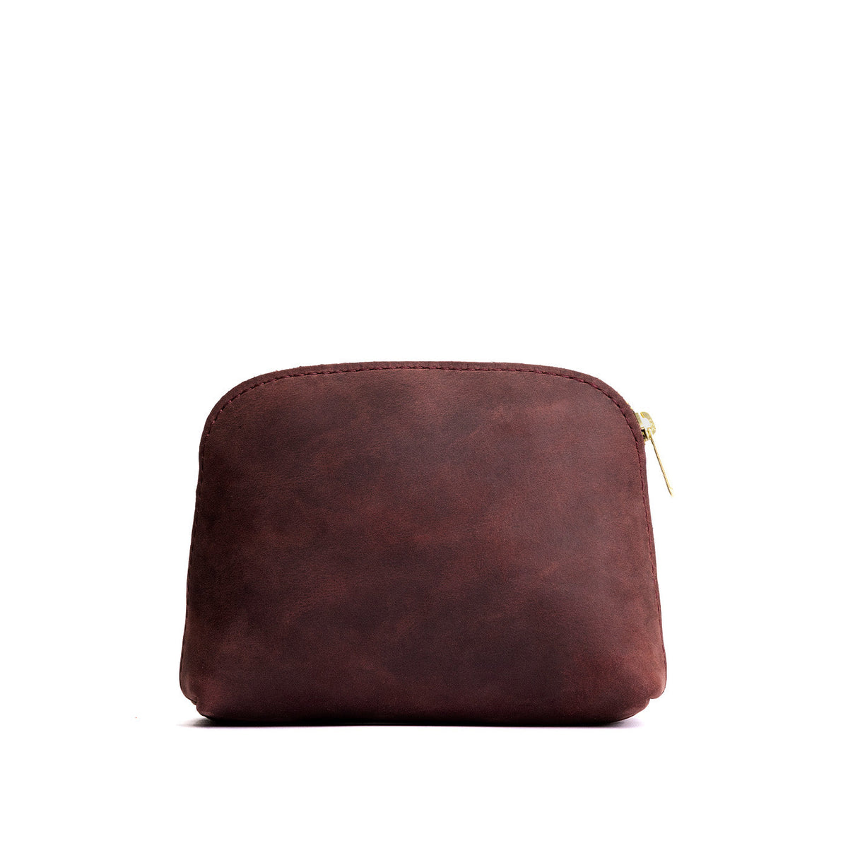 Merlot*Classic | Compact leather pouch with top zipper