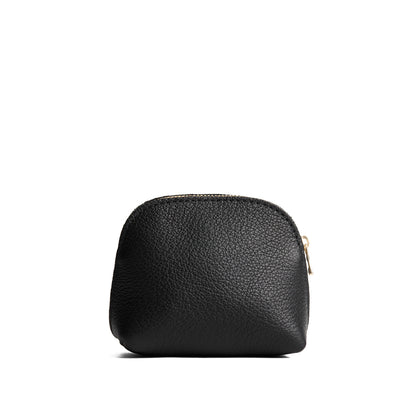 Pebbled--black*Mini | Compact leather pouch with top zipper