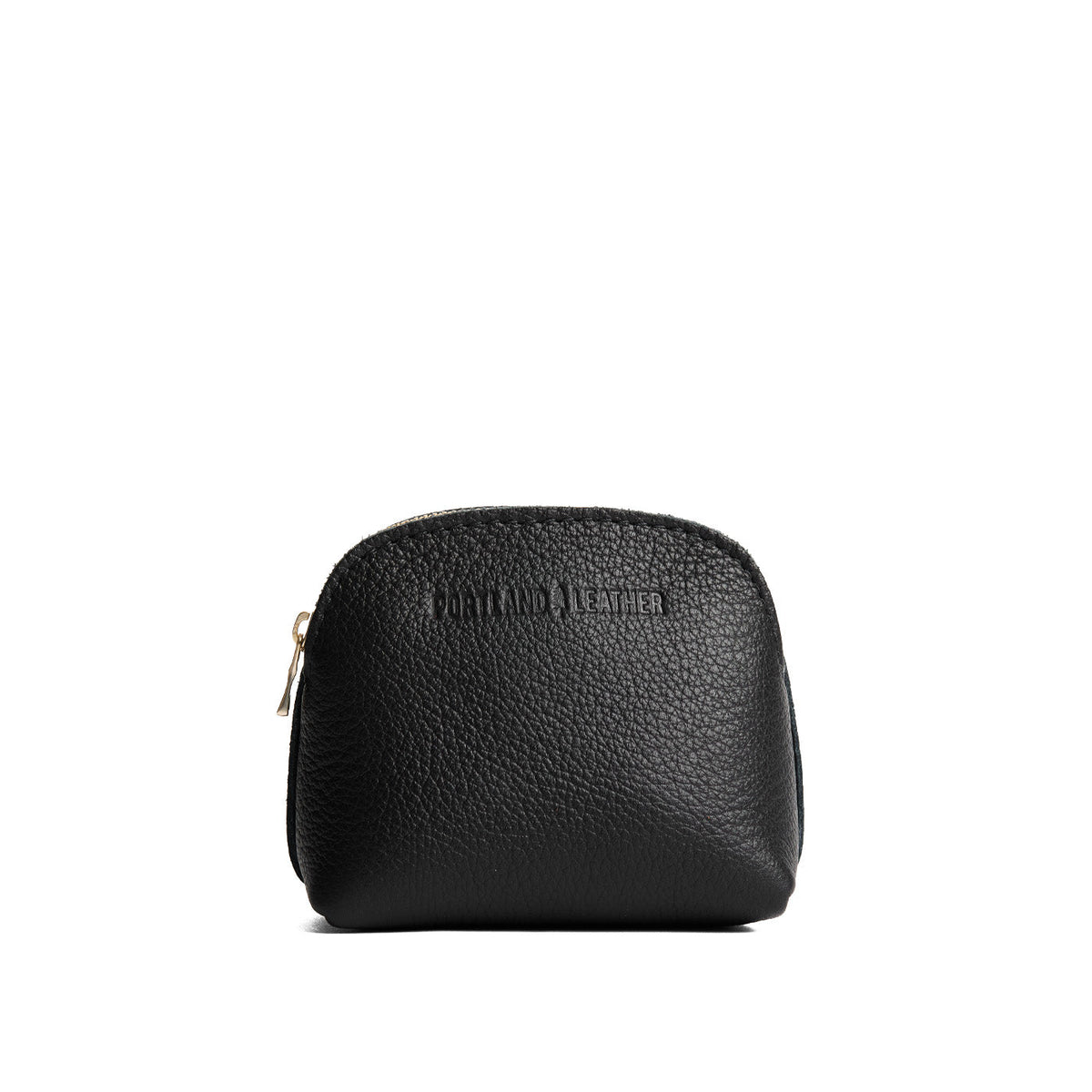 Pebbled--black*Mini | Compact leather pouch with top zipper
