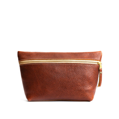 Nutmeg*Extra Large | Large leather makeup bag with zipper