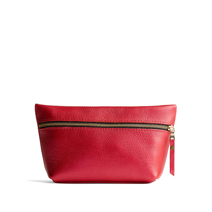 Reba Red*Large | Large leather makeup bag with zipper