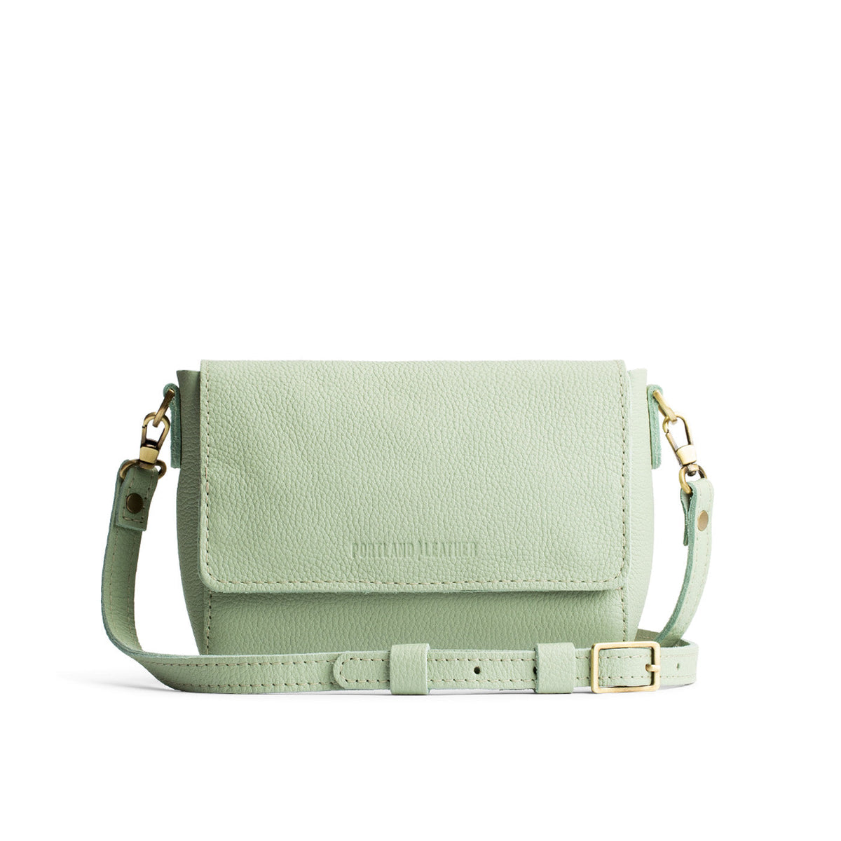 Pistachio*Mini | Small Leather Crossbody Bag with Magnetic Messenger Bag Closure