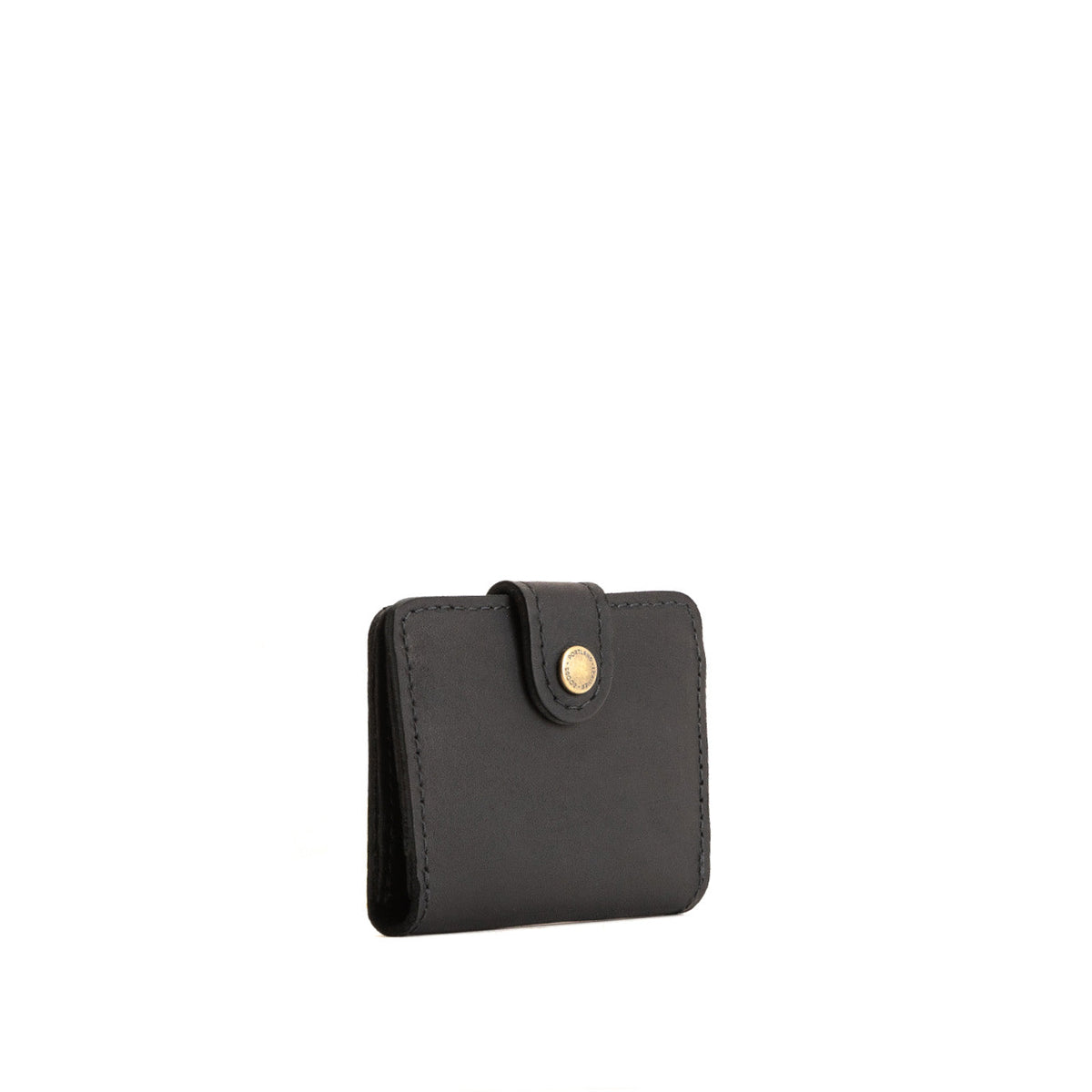 Black | Small leather bifold wallet with snap closed