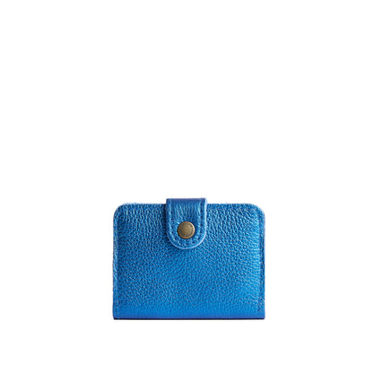 Comet Blue | Small leather bifold wallet with snap closed