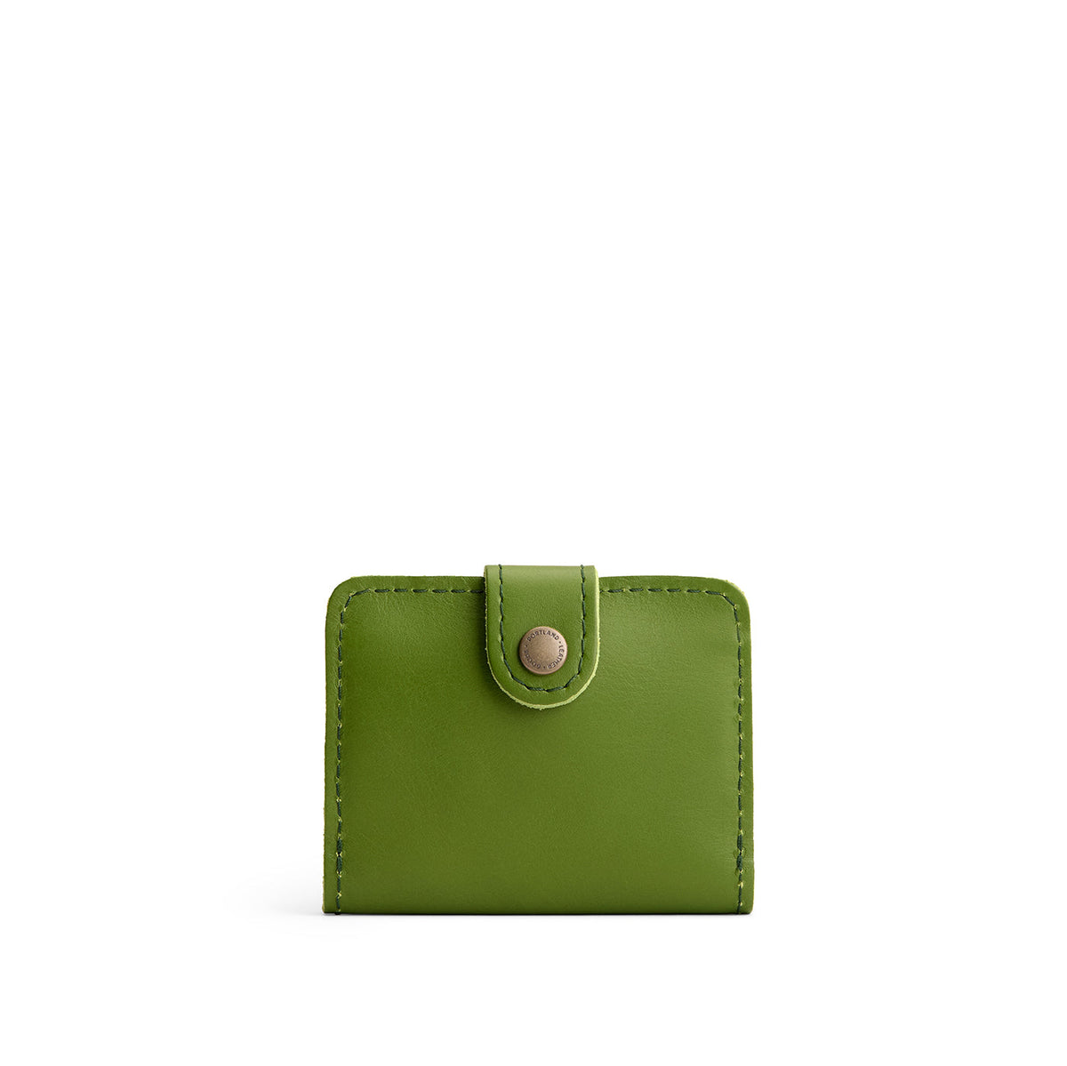 Green Apple | Small leather wallet with snap closed