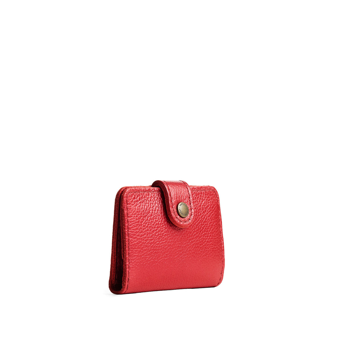 Reba Red | Small leather bifold wallet with snap closed