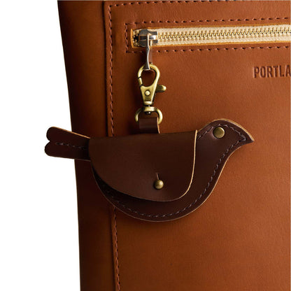 Chocolate Brown | Bird shaped pouch with button closure and lobster clasp