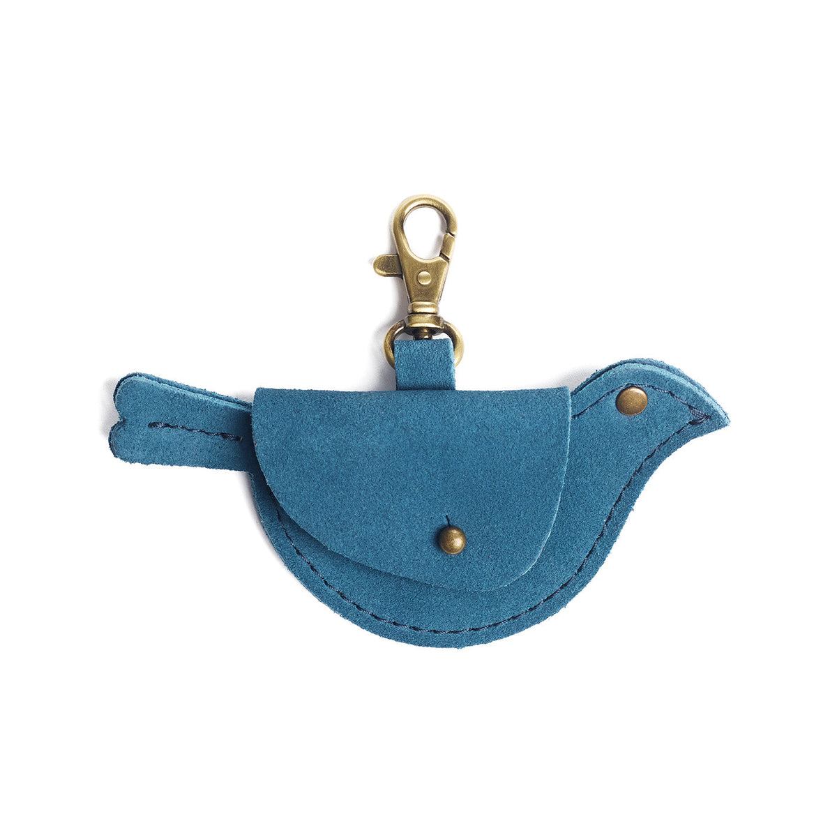 Mariner Blue | Bird shaped pouch with button closure and lobster clasp
