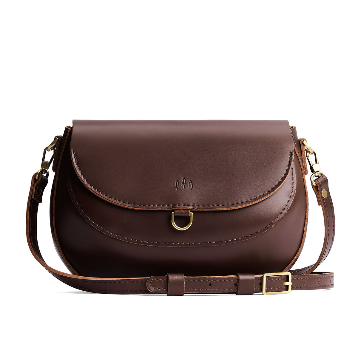 Chocolate Brown*Large | Leather Crossbody with a flap and magnetic closure