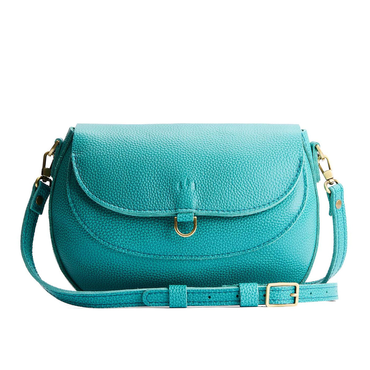 Seafoam*Large | Leather Crossbody with a flap and magnetic closure