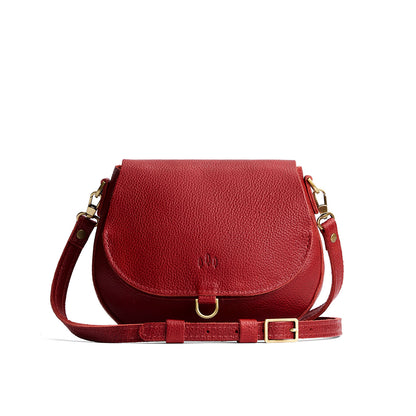 Chili Red*Small | Petite leather Crossbody with a flap and magnetic closure