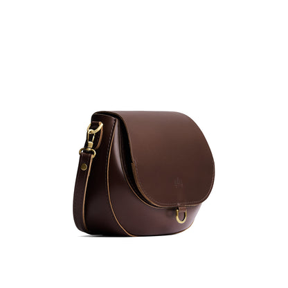 Chocolate Brown*Small | Petite leather Crossbody with a flap and magnetic closure