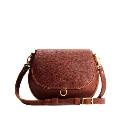 Nutmeg*Small | Petite leather Crossbody with a flap and magnetic closure