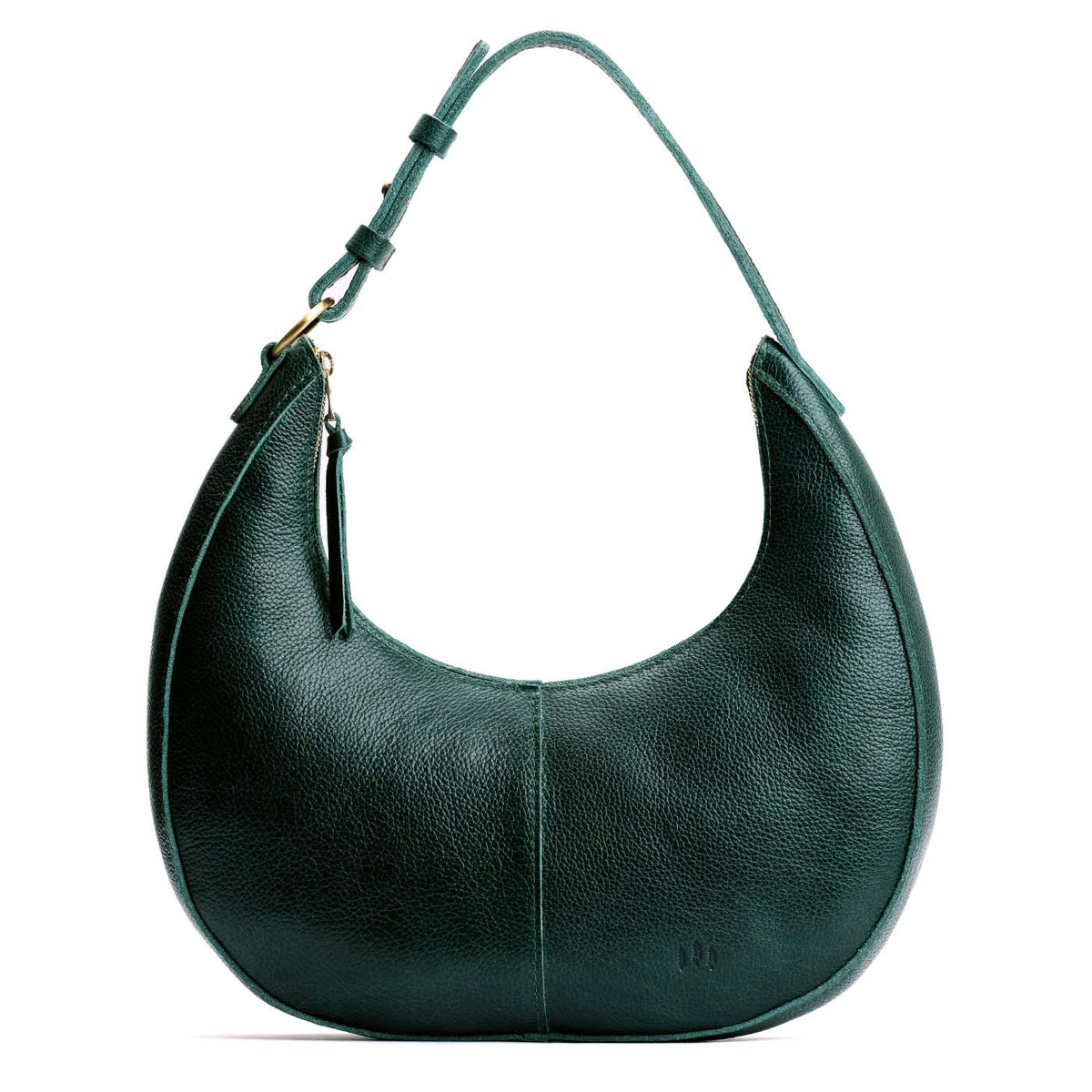Forest Green*Large | Crescent shaped shoulder bag with zipper closure and adjustable strap